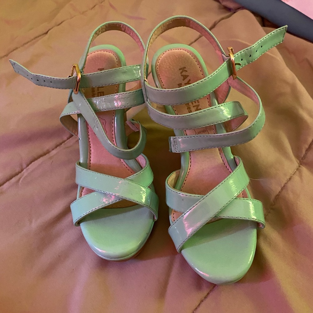 Sea foam green wedges